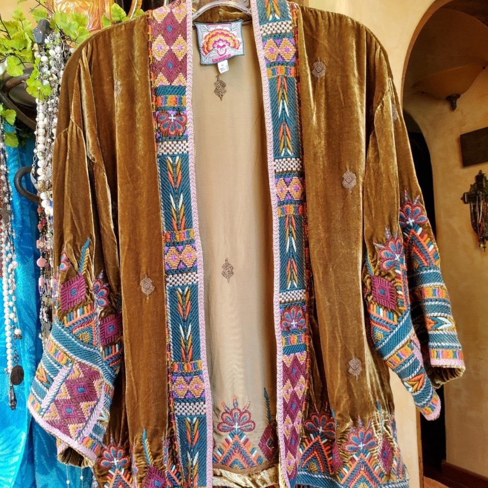 Johnny Was Multicolor Embroidered Kimono